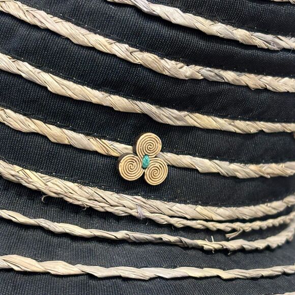 GYPSY & LOLA Katya Sun Straw Hat Black And Tan Floppy Shade Hat - Picture 5 of 8